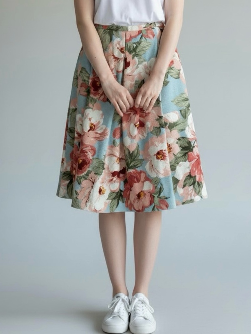 Le Lis Bold Floral Print Skirt Textured Size Large